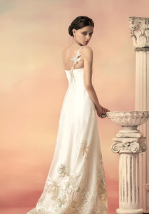 Style #1553, embroidered tulle wedding dress, available in ivory