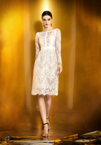 Style #907b, straight fit lace cocktail dress with long sleeves, available in ivory, beige, white