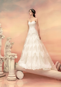 Style #1500L, strapless lace a-line wedding dress, available in white and ivory