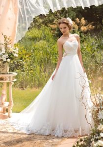 Syle #1439, ball gown wedding dress with lace sweetheart bodice, available in white and ivory