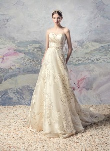 Style #1633 Premium, A-line gold wedding dress with sweetheart neckline, available in gold