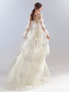 Style #1927L, available in dark ivory (photo), ivory; Style #1927-7 (cape), available in ivory
