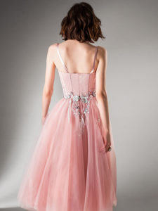 Style #440b, A-line dress with bustier bodice, available in pink, gray, light green