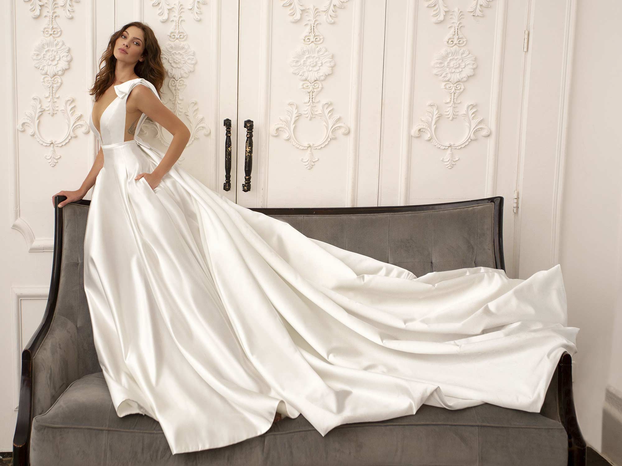 silk wedding gown