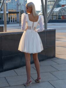 Long sleeve structured corset with a whimsical short skirt